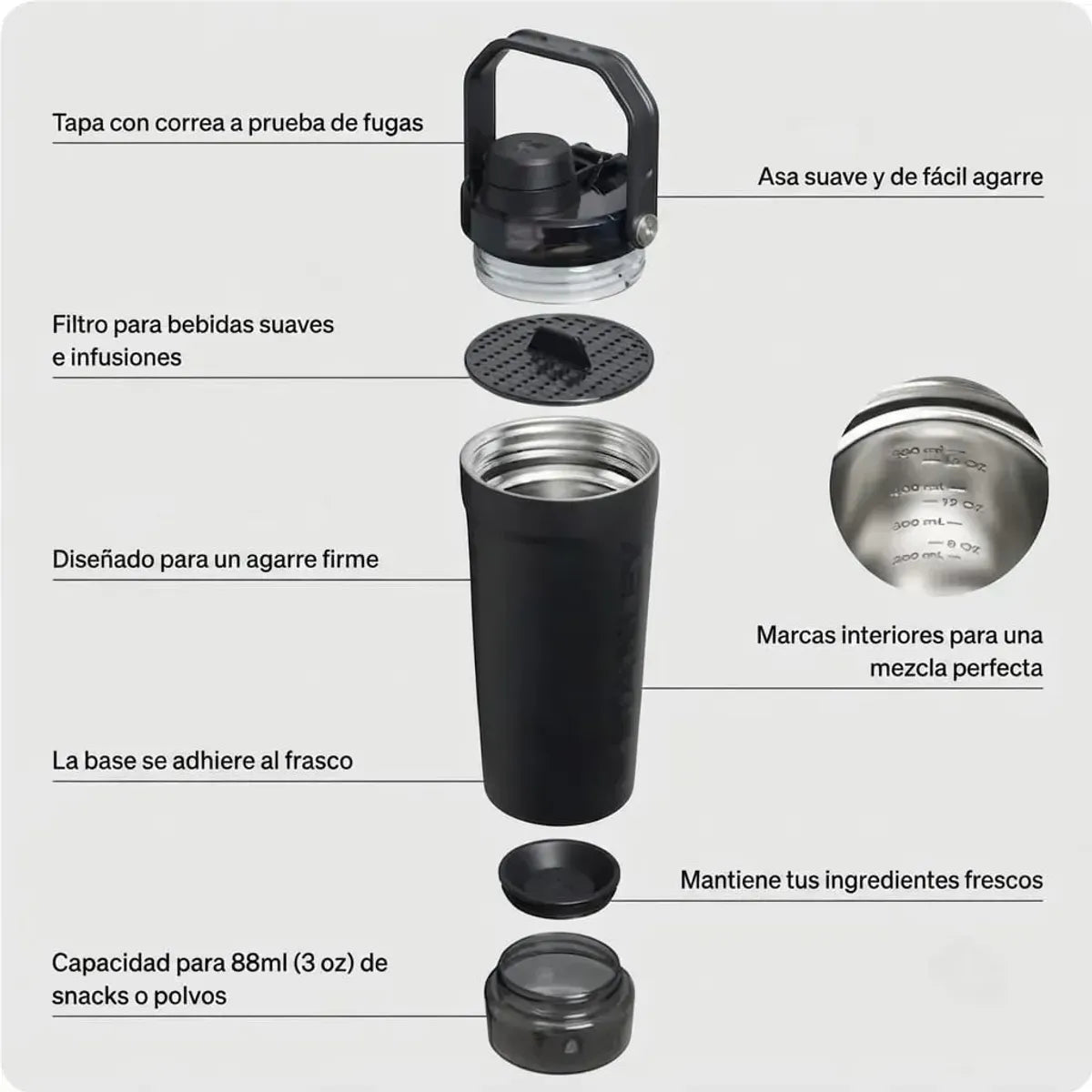 Botella Shaker Térmica de Acero 591 ml / 20 oz STANLEY Vitalize