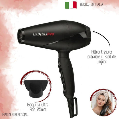 Secadora de Cabello Profesional Motor AC 2000 W BABYLISS PRO B6100PE