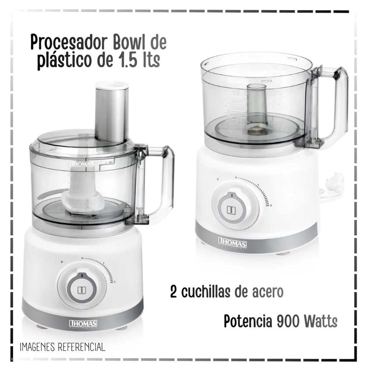 Licuadora y Procesadora de Alimentos 900 W 1.5 L THOMAS TH-9170B
