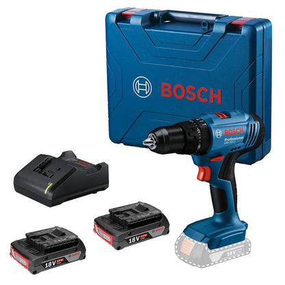 Taladro Percutor Inalámbrico 18 V 1/2" con 2 Baterías BOSCH GSB 183-LI