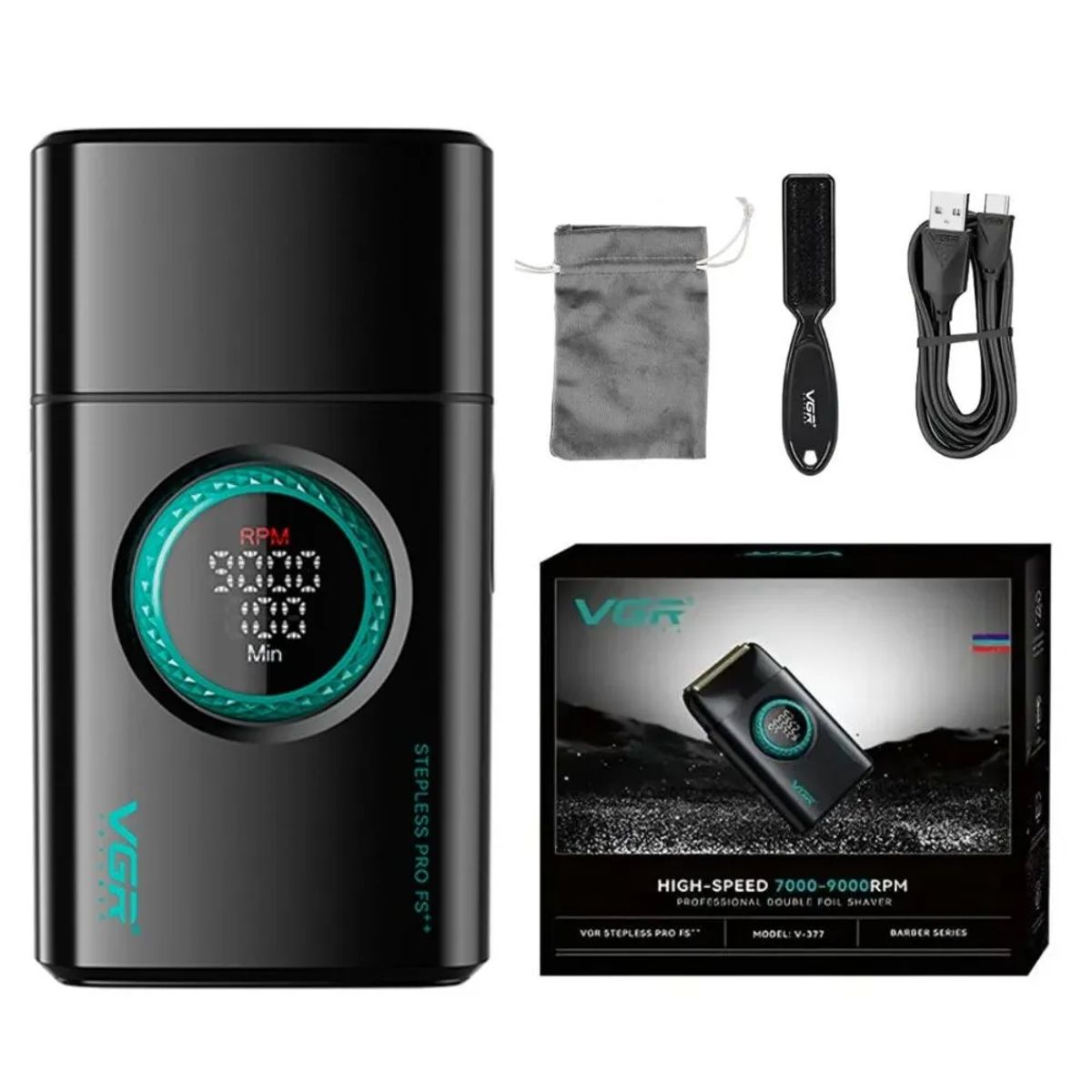 Afeitadora Shaver Inalámbrica Recargable USB 9000 RPM VGR V-377