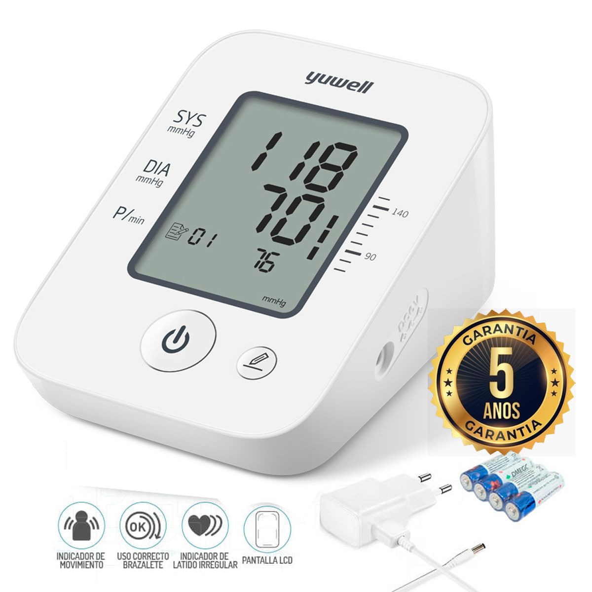 Tensiómetro Digital de Brazo con Voz y Adaptador USB YUWELL YE-660D
