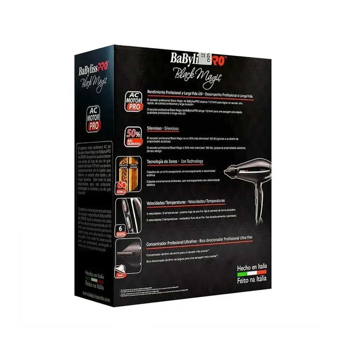 Secadora Profesional Black Magic 2000 W Motor AC BABYLISS PRO B6400PE