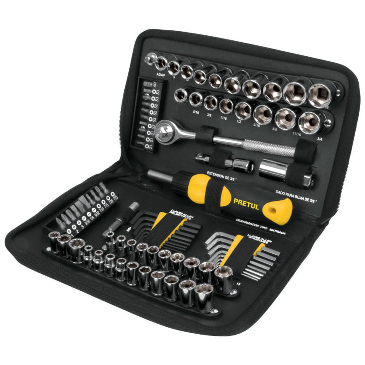 Juego de Herramientas para Mecánico 83 Piezas 1/4" y 3/8" PRETUL 22984