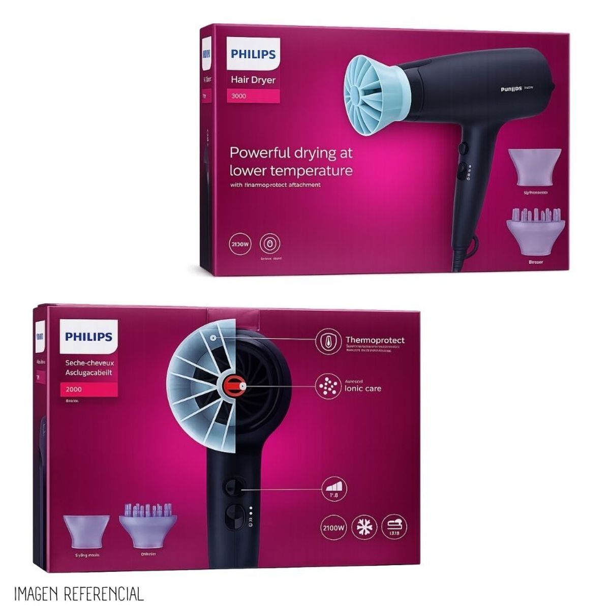 Secadora de Cabello 2100 W con Turmalina PHILIPS BHD360