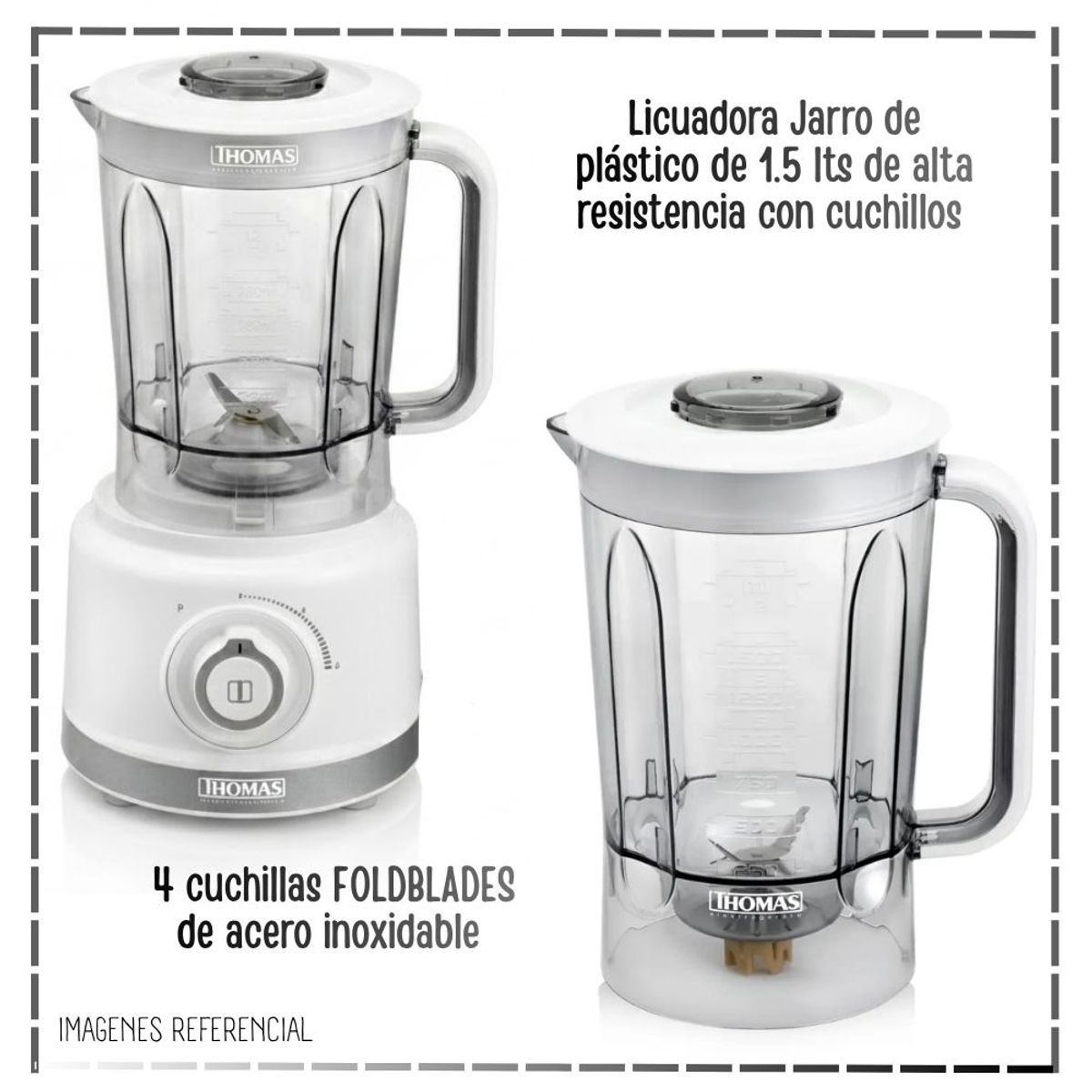 Licuadora y Procesadora de Alimentos 900 W 1.5 L THOMAS TH-9170B