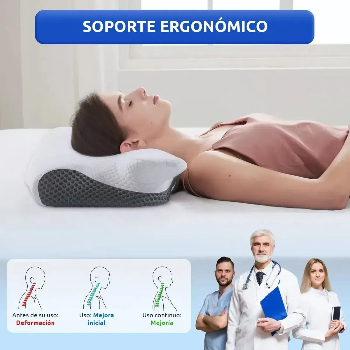 Almohada Ortopédica de Espuma Viscoelástica con Funda 3D JPSYSTEMS P-094