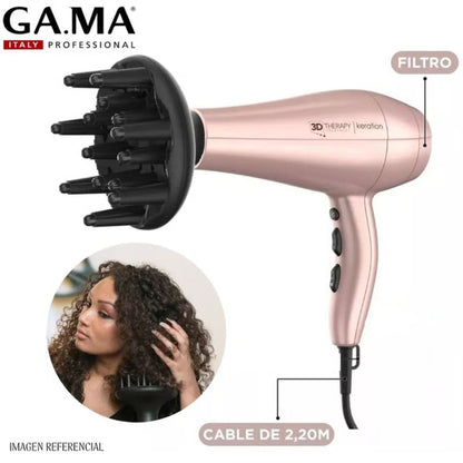 Secadora de Cabello Profesional 2300 W Iónica GAMA ITALY Diva 3D Keration