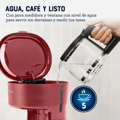 Cafetera Eléctrica 5 Tazas con Filtro Permanente Roja OSTER BVSTDCS51B