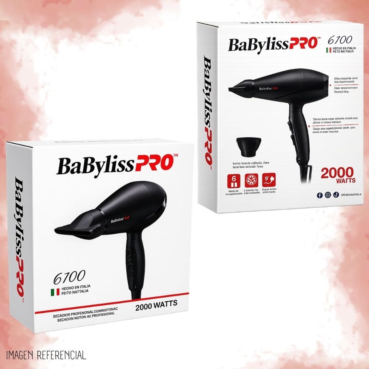 Secadora de Cabello Profesional Motor AC 2000 W BABYLISS PRO B6100PE