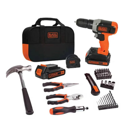 Taladro Atornillador 20V MAX con 2 Baterías y Kit de 54 Piezas BLACK+DECKER BCD702PK2B-B2