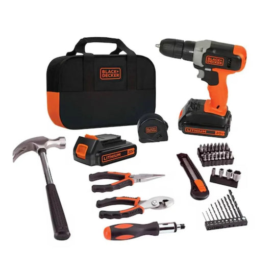Taladro Atornillador 20V MAX con 2 Baterías y Kit de 54 Piezas BLACK+DECKER BCD702PK2B-B2