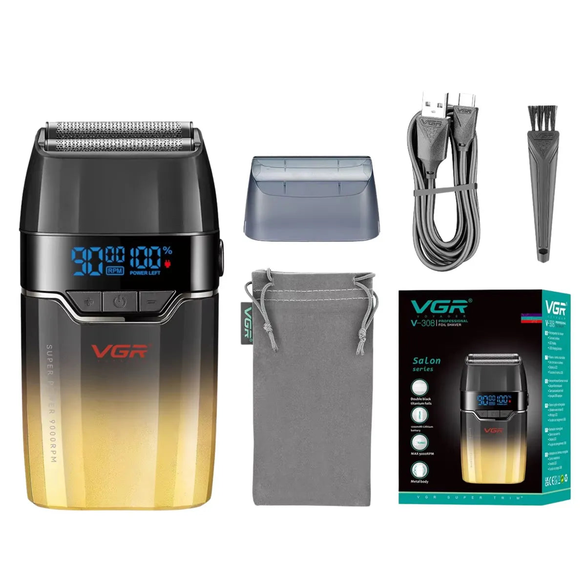 Afeitadora Shaver Profesional Recargable 9000 RPM VGR V-308