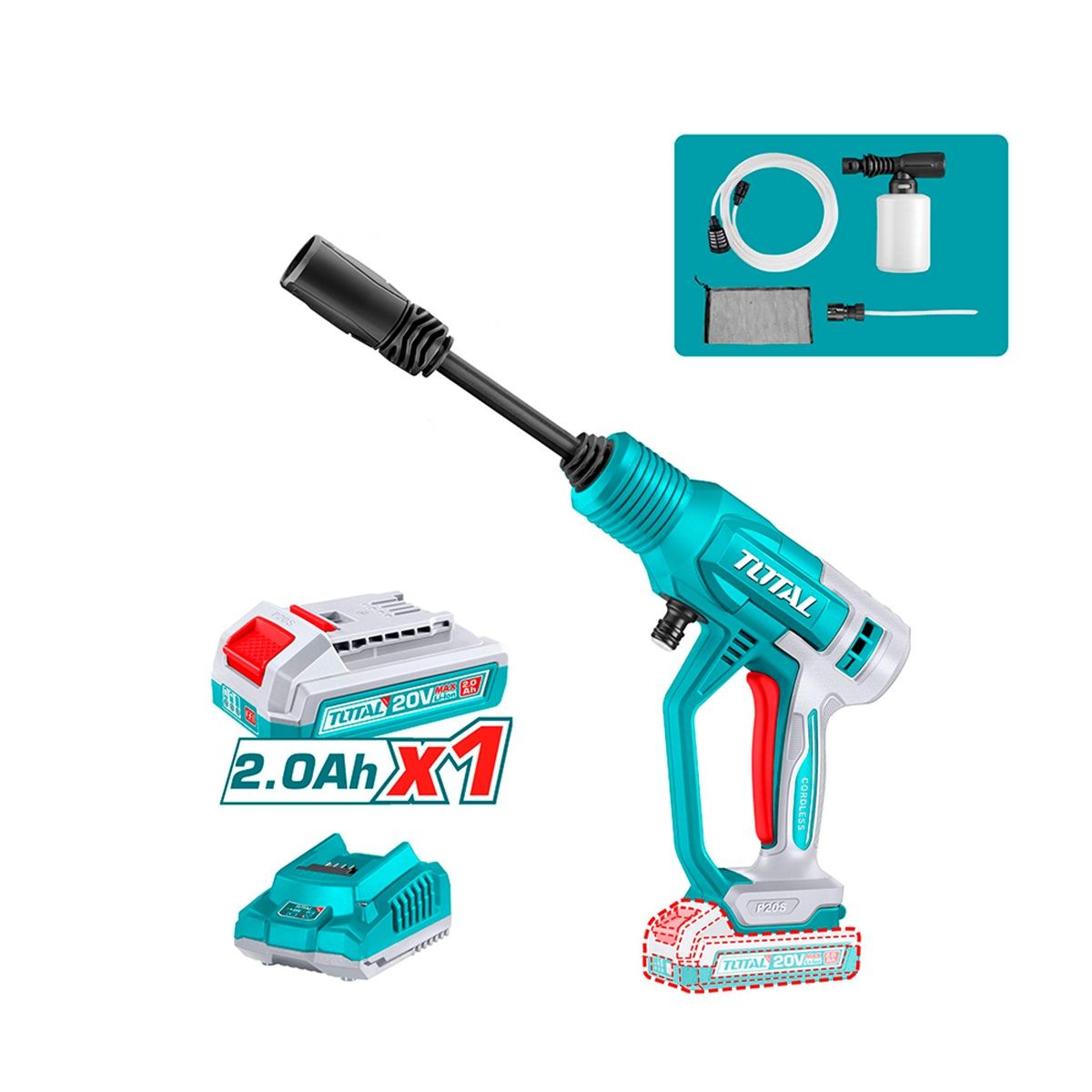 Hidrolavadora Inalámbrica Portátil 20 V 24.8 bar con Batería TOTAL TPWLI20362