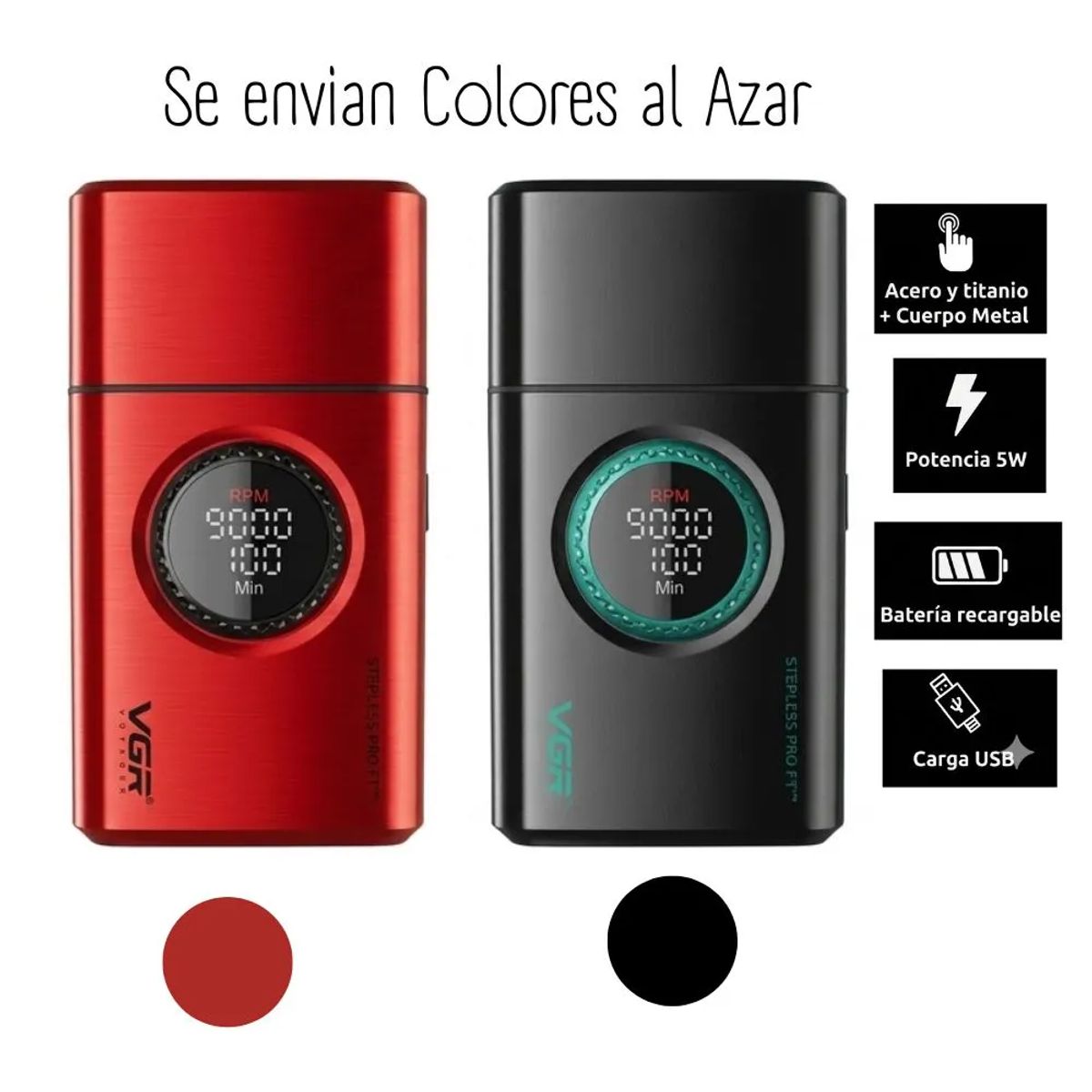 Afeitadora Shaver Inalámbrica Recargable USB 9000 RPM VGR V-377