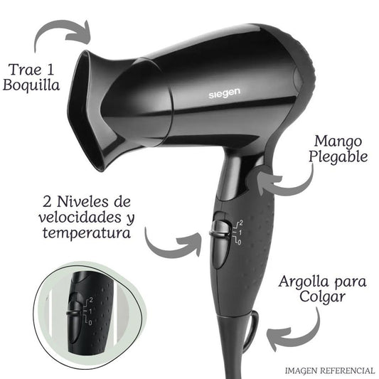 Secadora de Cabello Plegable de Viaje 1200 W SIEGEN SG-3005