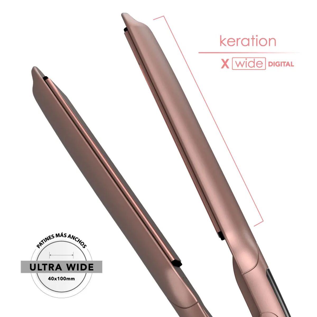 Plancha Alisadora Keration X-Wide Digital con Placas Extra Anchas GAMA ITALY