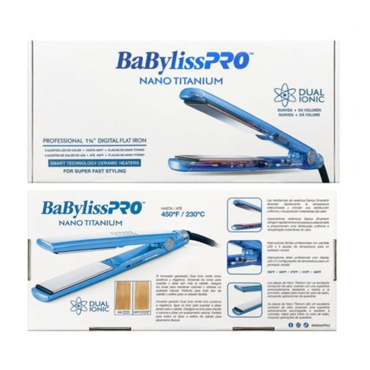 Plancha Alisadora Nano Titanium Dual Ionic 1 1/4" BABYLISS PRO BNT9125TPE