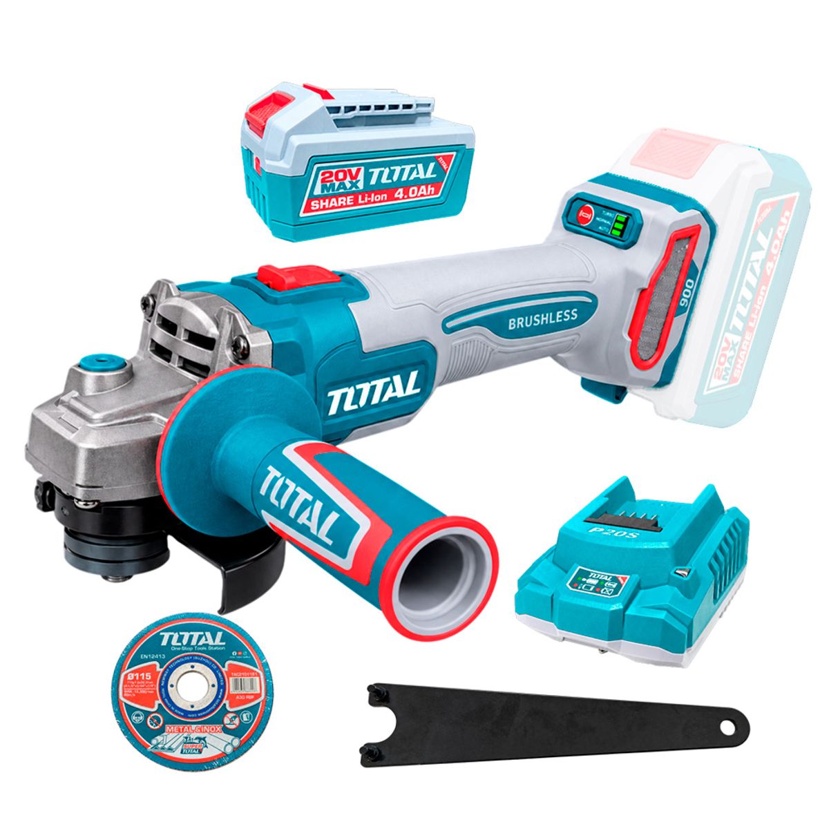 Amoladora Angular Inalámbrica 20 V 4½" Brushless TOTAL TAGLI261521