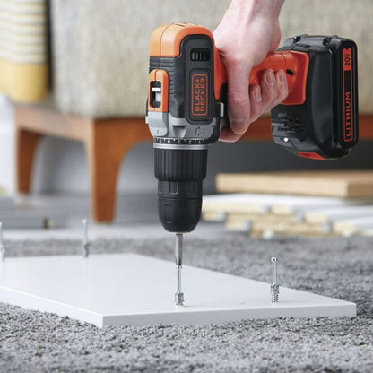 Taladro Percutor Inalámbrico 3/8" 20 V MAX con Batería 1.5 Ah BLACK+DECKER BCD704C1-B2